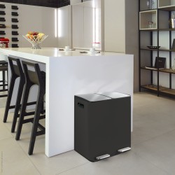 Contenedor de Clasificación Selectiva ALIYA 40L (2x20L) Acero Negro Mate Spirella