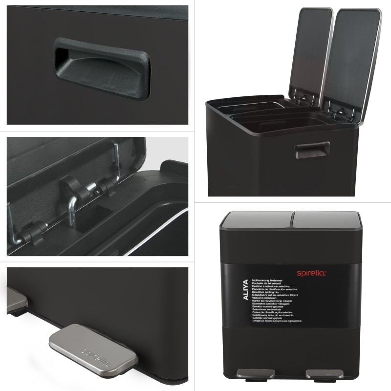 Contenedor de Clasificación Selectiva ALIYA 40L (2x20L) Acero Negro Mate Spirella