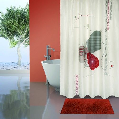 Rideau de douche & tapis de bain assortis TEIVA Terracotta Spirella