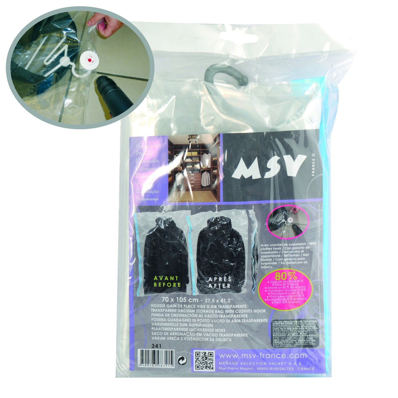Set of 3 Empty Air Clothes Covers to Hang Transparent MSV