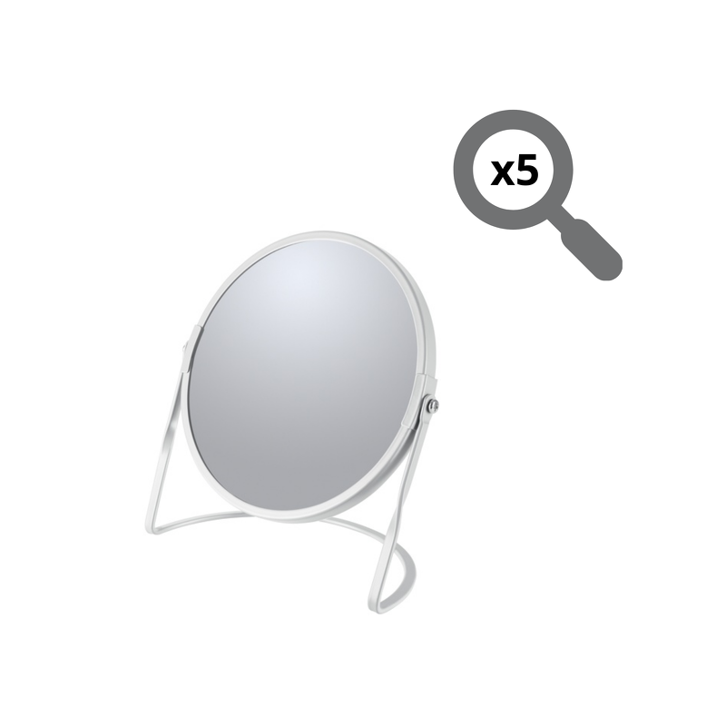 Miroir grossissant sur pied Acier AKIRA Blanc mat Spirella
