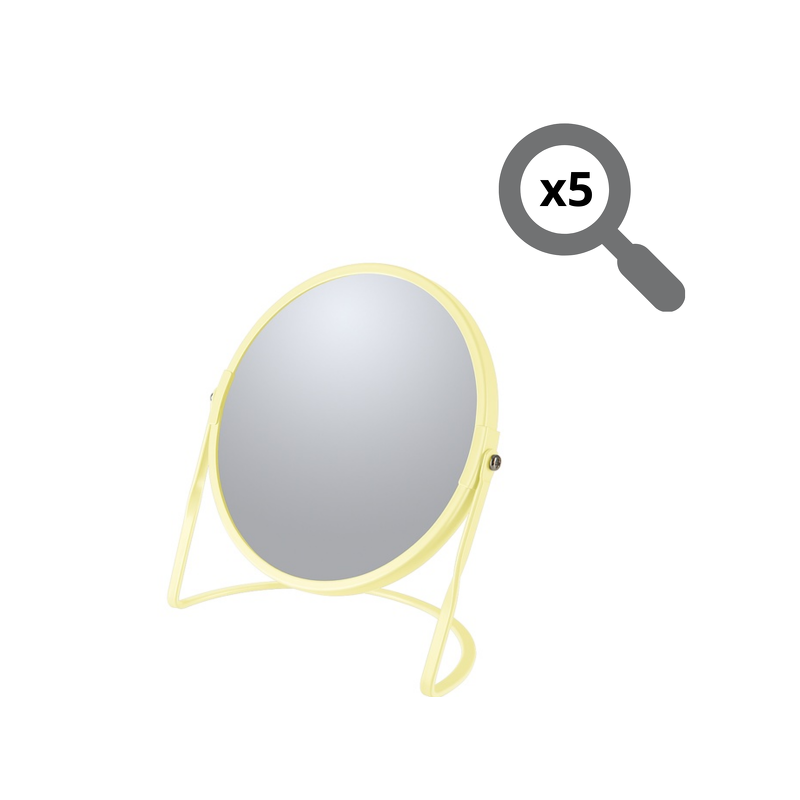 Miroir grossissant sur pied Acier AKIRA Jaune mat Spirella