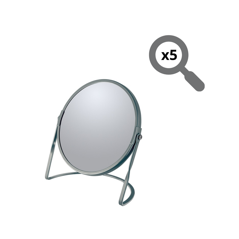 Magnifying mirror on stand Steel AKIRA Matt gray Spirella