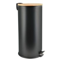Kitchen Pedal bin Steel & Bamboo ADONIS 30L Black Spirella
