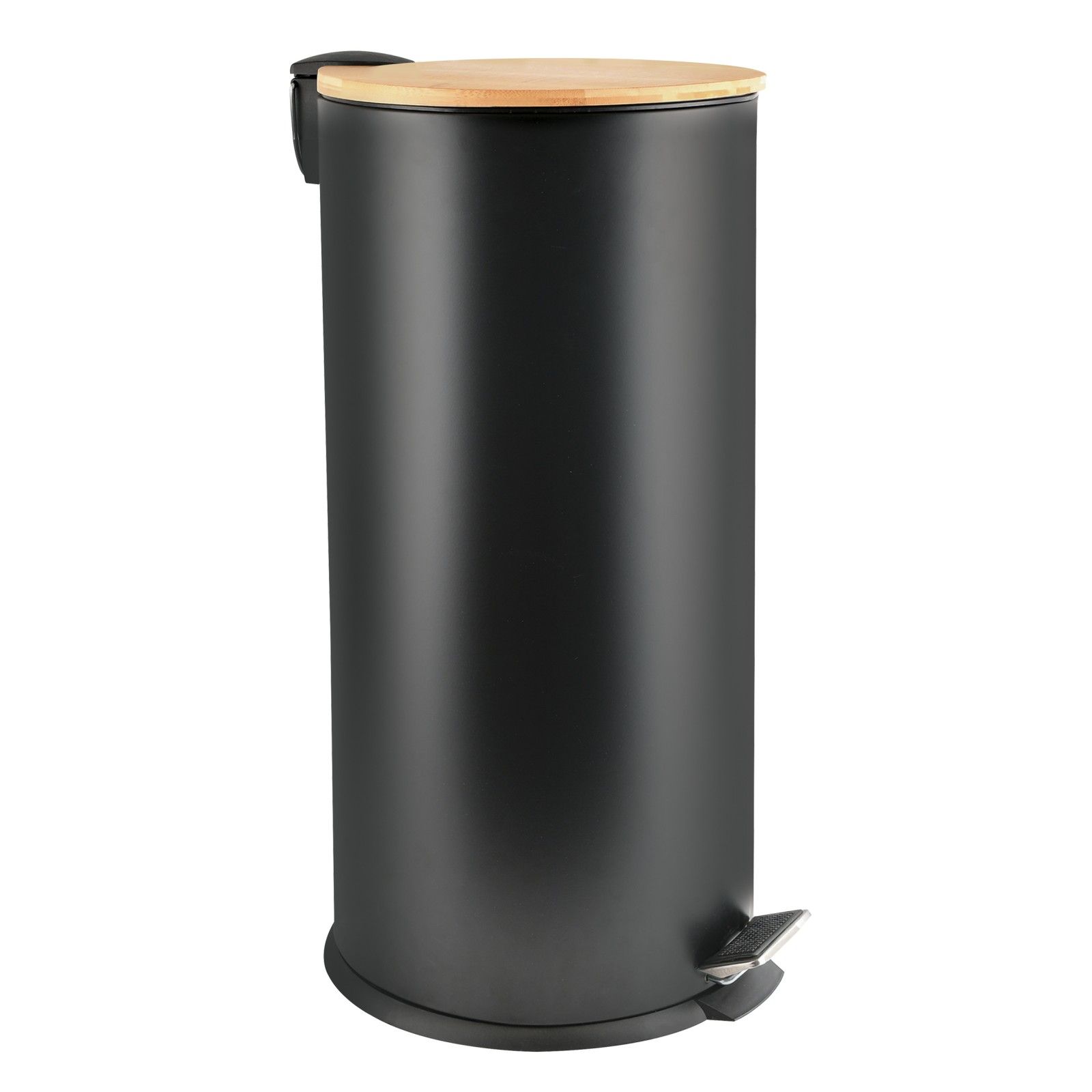 Küchen-Pedalabfalleimer Stahl & Bambus ADONIS 30L Schwarz Spirella