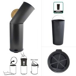 Papelera de Cocina con Pedal Acero y Bambú ADONIS 30L Negro Spirella
