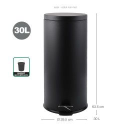 kitchen pedal bin 30L Matt Black MSV