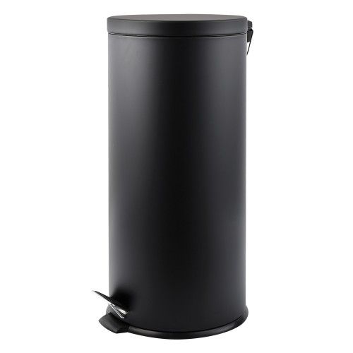 Papelera de cocina con pedal de acero inoxidable 30L Negro mate MSV