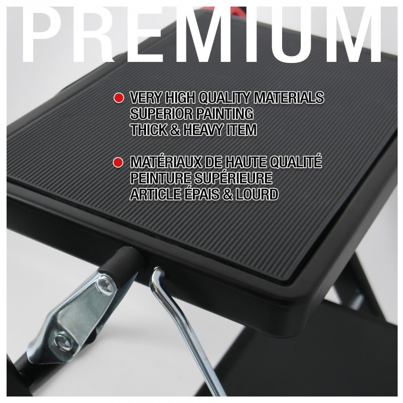 Gradino in acciaio leggero pieghevole e antiscivolo a 2 gradini - Max 150 kg - Nero opaco MSV