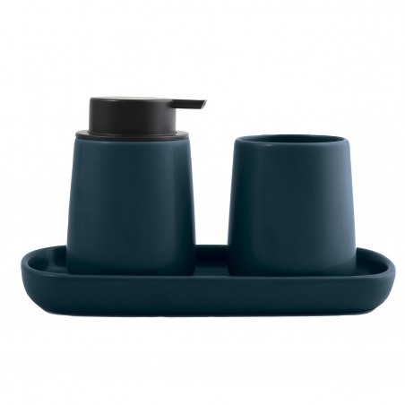 Juego de 3 accesorios de baño cerámicos MAONIE Petróleo Mate MSV