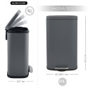 Poubelle à pédale de cuisine grande capacité Acier AKIRA 50L Gris mat Spirella
