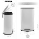 Pattumiera da cucina a pedale di grande capacità Steel AKIRA 50L Spirella bianco opaco