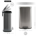 Spirella Treteimer rostfreier Stahl AKIRA 50L Küchen- aus gebürstetem Edelstahl mit großem Fassungsvermögen