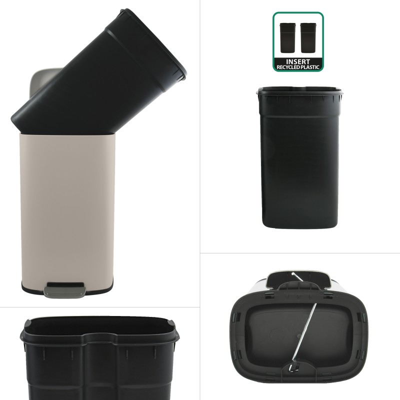 Poubelle à  pédale de cuisine Acier AKIRA 30L Taupe mat Spirella