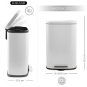 Pattumiera da cucina a pedale in acciaio AKIRA 30L Bianco Opaco Spirella