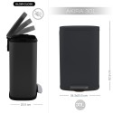 Poubelle à  pédale de cuisine Acier AKIRA 30L Noir mat Spirella