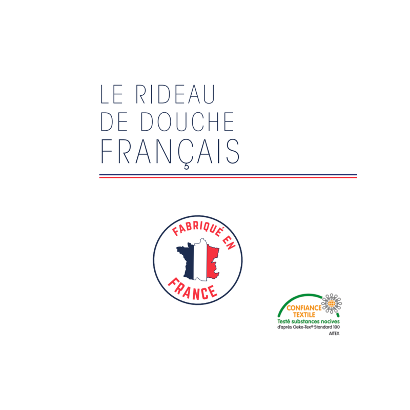 MSV Duschvorhang French Polyester 180x200cm DEUDEUCHE Schwarz & Weiß