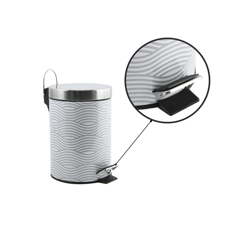 Papelera con pedal acero inoxidable 3L Gris Onda MSV