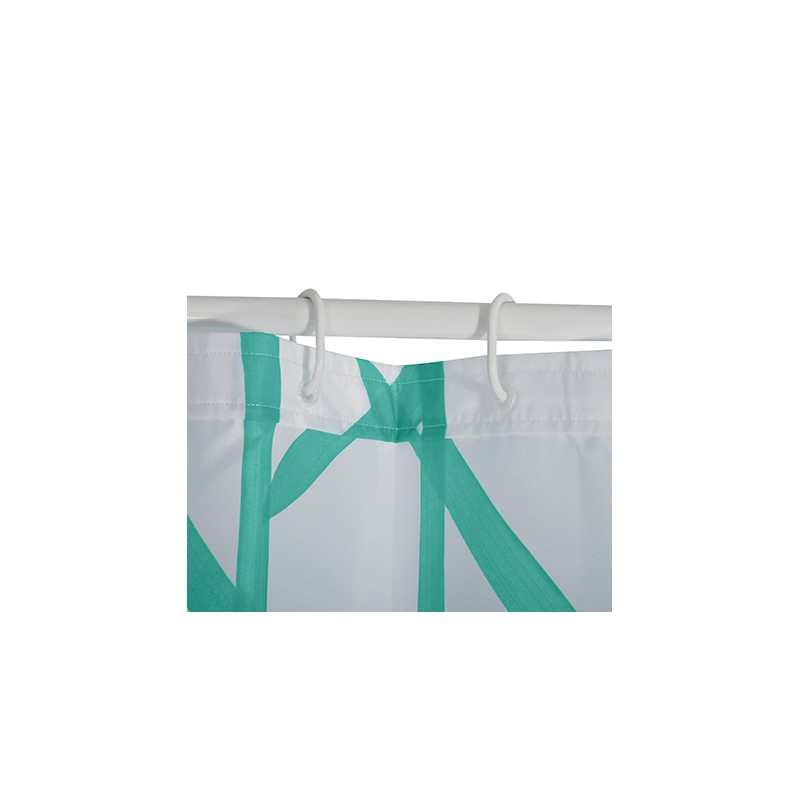 Tenda da doccia Poliestere TREE 180x200cm QUALITÀ PREMIUM Blu Turchese - Anelli inclusi MSV