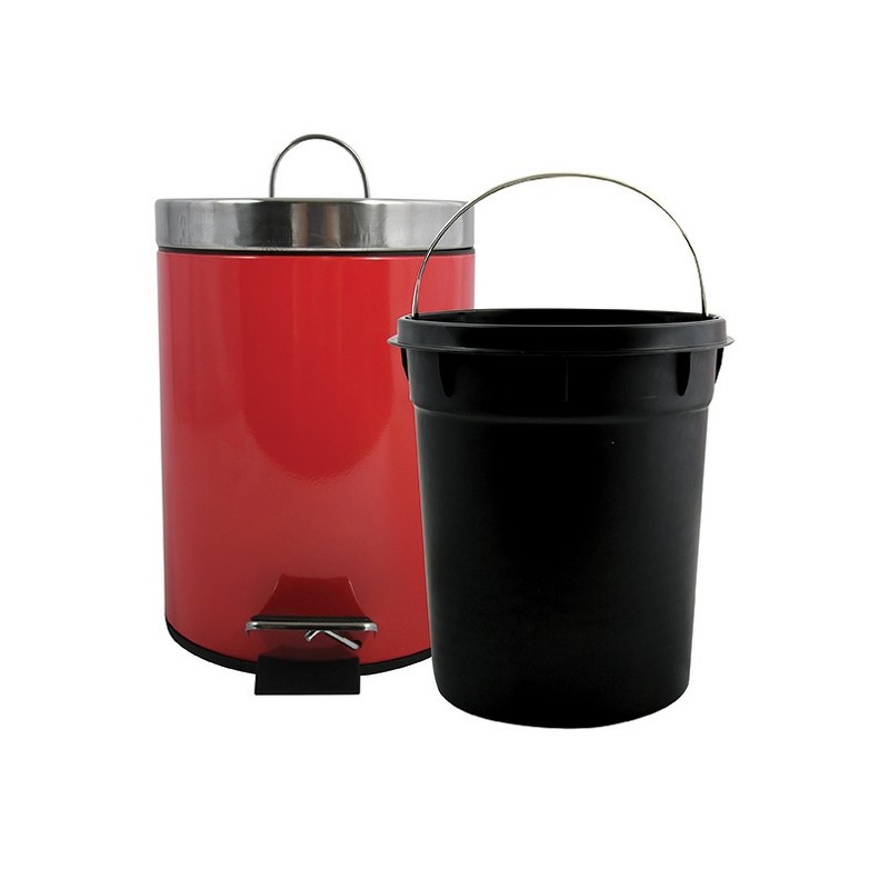 Papelera con Pedal Inox 5L Rojo MSV