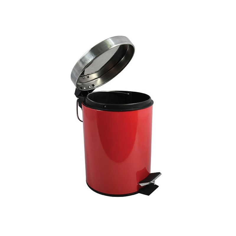Papelera con Pedal Inox 5L Rojo MSV