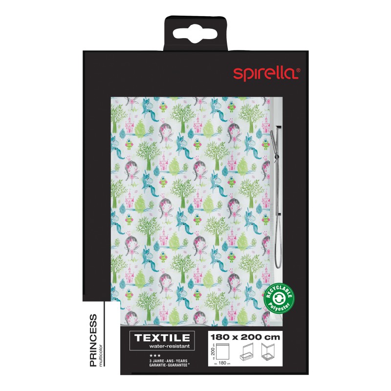 Cortina de ducha Poliéster PRINCESS 180x200cm Multicolor Spirella