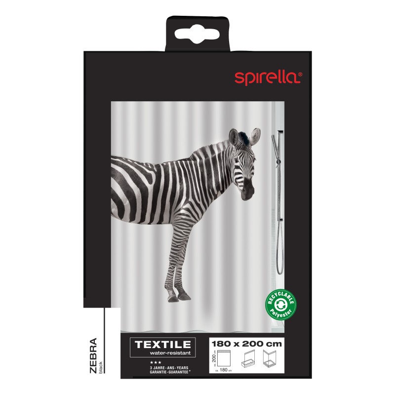 Cortina de ducha Poliéster ZEBRA 180x200cm Zebra Spirella