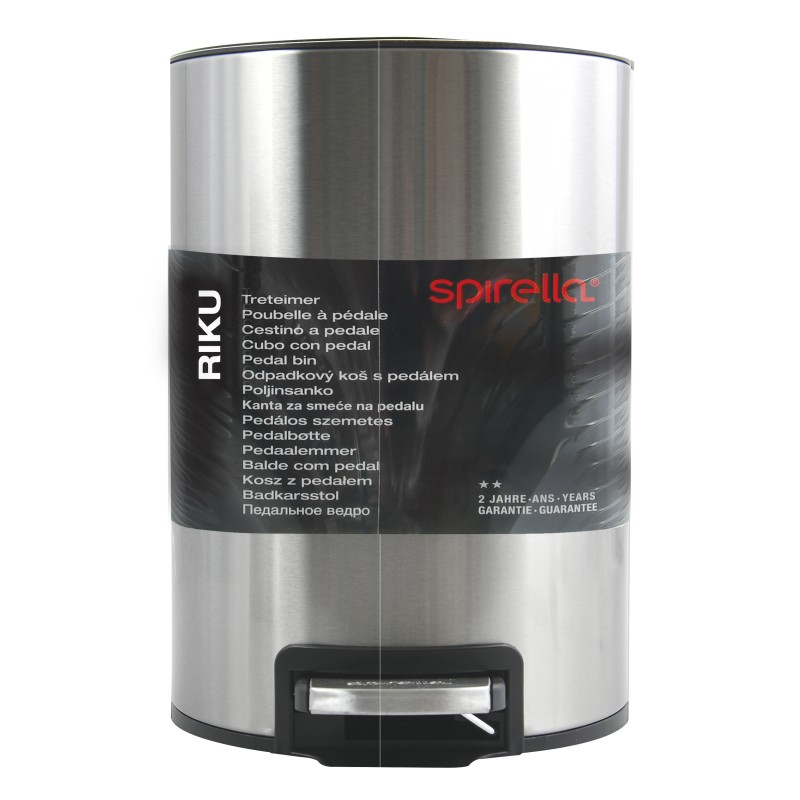 Papelera con pedal RIKU 5L de acero inoxidable Metalizado Spirella