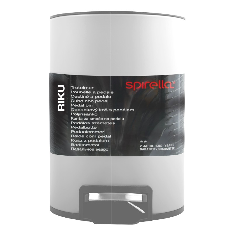 RIKU Papelera con pedal de acero inoxidable 5L blanco mate Spirella