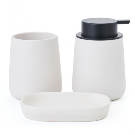 MAONIE Juego de 3 accesorios de baño de cerámica blanca mate MSV