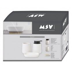 MAONIE Juego de 3 accesorios de baño de cerámica blanca mate MSV