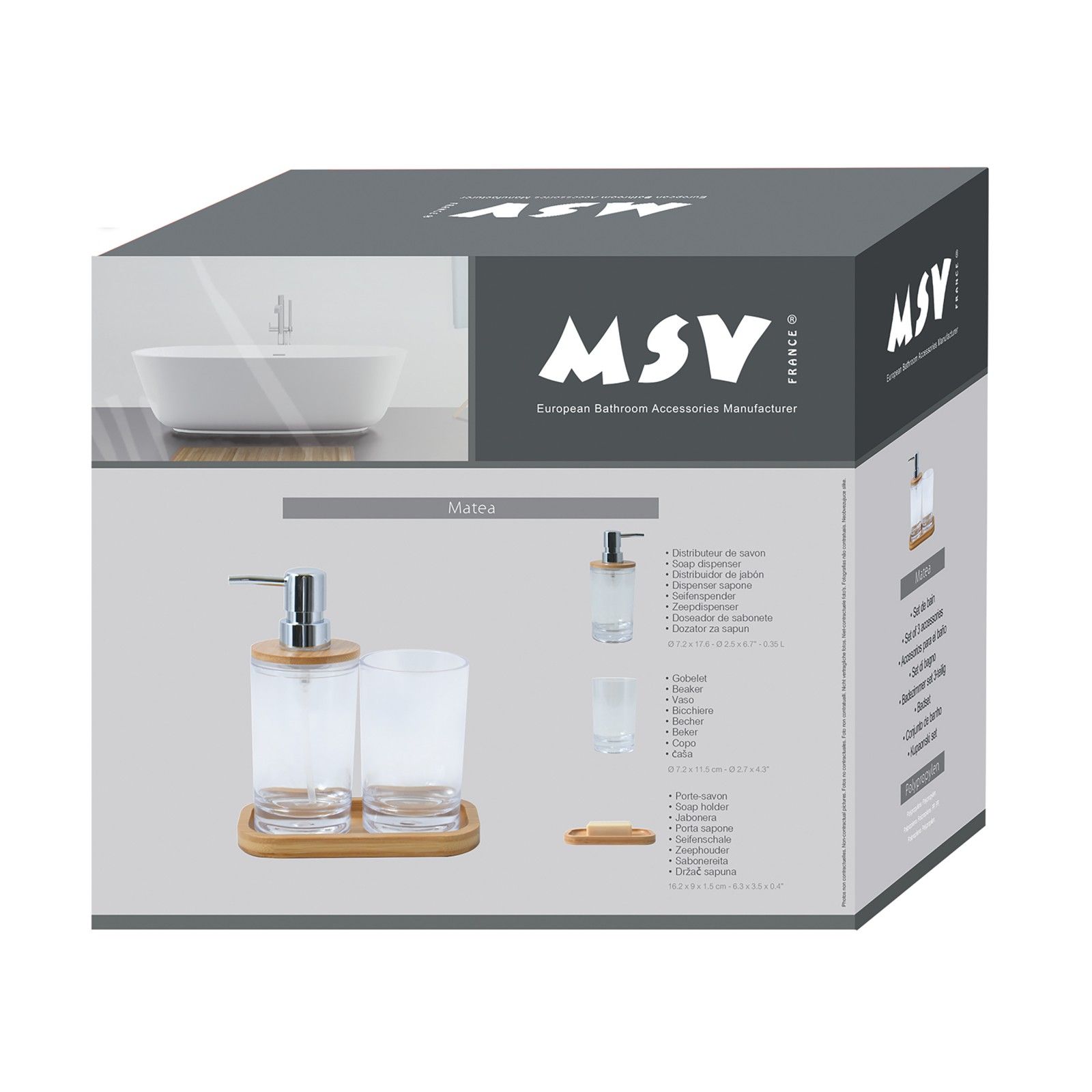 Set de 3 accesorios de baño matEA Transparente MSV
