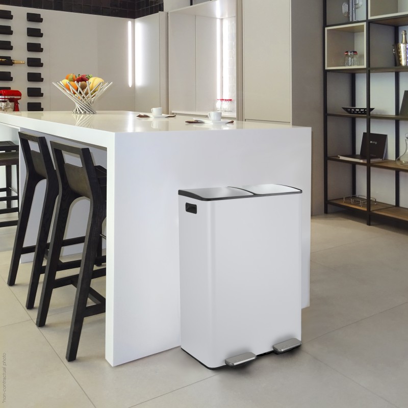 Selective Sorting Bin 60L ALIYA  (2x30L) Matt White Steel Spirella