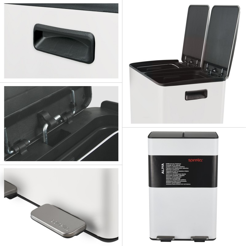 Contenedor de Clasificación Selectiva ALIYA 60L (2x30L) Acero Blanco Mate Spirella