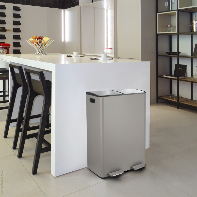 Selective Sorting Bin 60L ALIYA (2x30L) Matt Taupe Steel Spirella