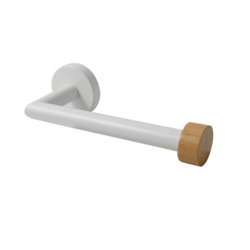 Porte Rouleau Papier Wc Mural IANA Acier & Bambou Blanc mat MSV
