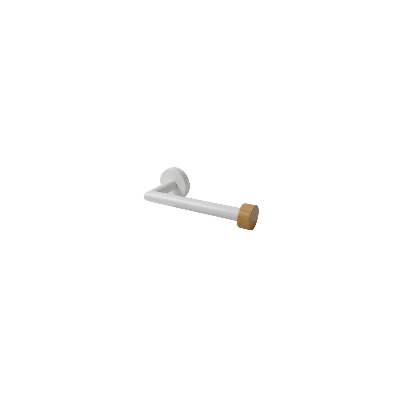 Porte Rouleau Papier Wc Mural IANA Acier & Bambou Blanc mat MSV