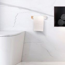 Porte Rouleau Papier Wc Mural IANA Acier & Bambou Blanc mat MSV