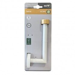 Porte Rouleau Papier Wc Mural IANA Acier & Bambou Blanc mat MSV