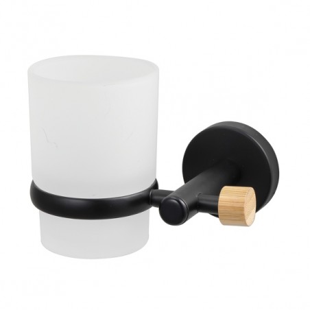 Gobelet à  fixer Acier & Bambou IANA Noir mat MSV