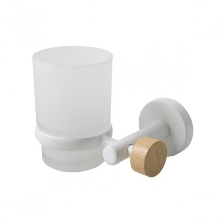 Gobelet à  fixer Acier & Bambou IANA Blanc mat MSV