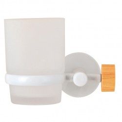 Gobelet à  fixer Acier & Bambou IANA Blanc mat MSV
