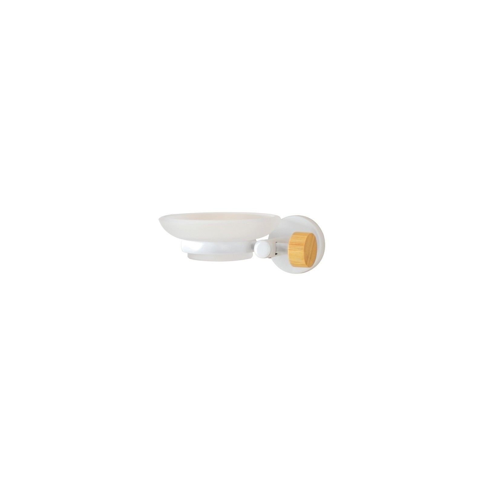 Porte savon à  fixer Acier & Bambou IANA Transparent & blanc MSV