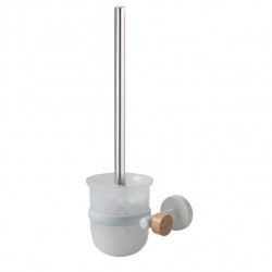 Brosse wc avec support à  fixer Acier & bambou IANA Blanc mat MSV