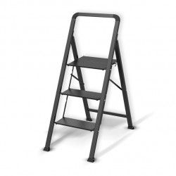 Escabeau 3 marches pliant anti-dérapant en Acier - Max 150kg (62x42,5x108cm) Noir Mat MSV