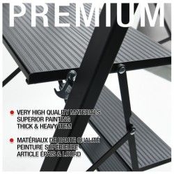 Escabeau 3 marches pliant anti-dérapant en Acier - Max 150kg (62x42,5x108cm) Noir Mat MSV