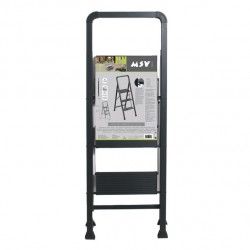 Escabeau 3 marches pliant anti-dérapant en Acier - Max 150kg (62x42,5x108cm) Noir Mat MSV