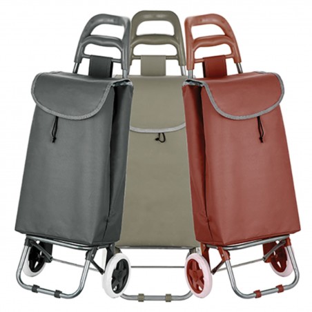 Poussettte de marché, chariot de courses pliable à  2 roulettes 33L Coloris assortis MSV