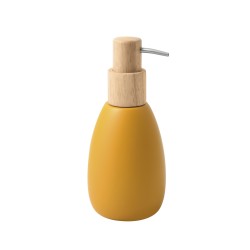 Seifenspender aus Polyresin und Holz SVEN Saffron matt Spirella