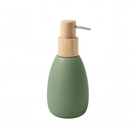 Polyresin and wood soap dispenser SVEN Basil green Spirella